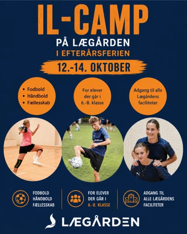Husk, at vi afholder IL-camp i efterårsferien! Håndboldpladserne er tæt på at være udsolgte, men der er fortsat ledige pladser på fodbolddrenge og piger, så skynd jer ind på hjemmesiden og tilmeld jer 3 dage med fuld fart på💯😊. Link i bio

https://laegaarden.dk/il-camp-i-efteraarsferien-2/