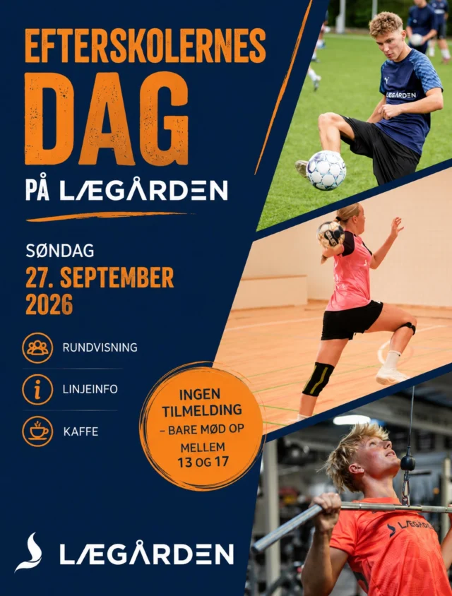 Så er der under 1 måned til efterskolernes dag løber af stablen, den 27. september fra kl 13-17. Besøger du Lægården får du:

👉Rundvisning ved nuværende elevhold.
👉Info om den linje du er interesseret i.
👉Mulighed for at snakke med lærerne, mens du får lidt at spise.

Du skal ikke booke tid - bare møde op, når det passer dig. Læs meget mere om dagen på vores hjemmeside. Vi glæder os til at se dig😀

#efterskolernesdag #laegaarden #åbenthus