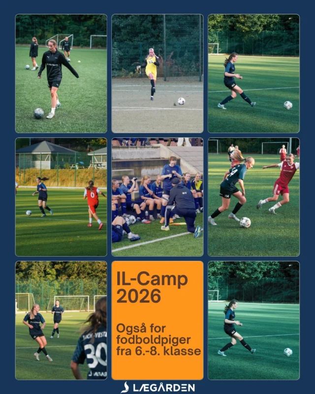 IL-camp fra den 12.-14. oktober er også en camp for pigefodboldspillere. På de 3 dage i efterårsferien får du:
✅4 fodboldtræninger
✅Sjove aktiviteter i stortrampolin
✅Lækker mad fra Lægårdens køkken
✅Kendskab til andre på din alder
✅Drikkedunk og T-shirt
Alle træninger og aktiviteter varetages af Lægårdens lærere.
Tilmelding foregår via vores hjemmeside https://laegaarden.dk/il-camp-i-efteraarsferien-2/ eller via link i bio. 😊
#ilcamp #pigefodbold #laegaarden